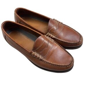 Rockport Penny Loafer Leather Brown Men's 9.5 M Dress Shoes Tan Classic Preppy